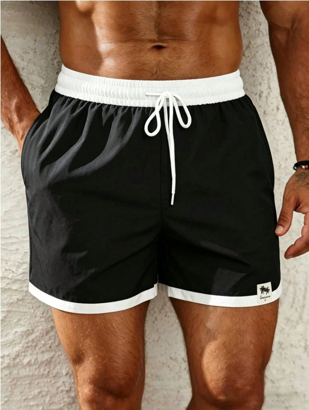 Short de bain homme blanc et noir